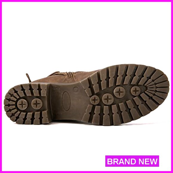 Lace Up Biker Boots Mid Calf Combat Motorcycle Fashion Festival Riding - Picture 6 of 7